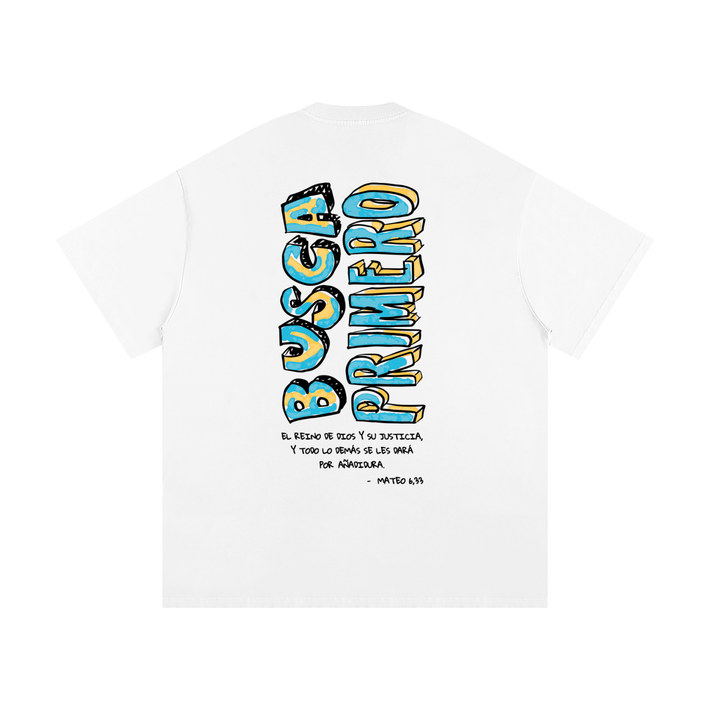 "Seek First" T-shirt, white and blue | Hosanna