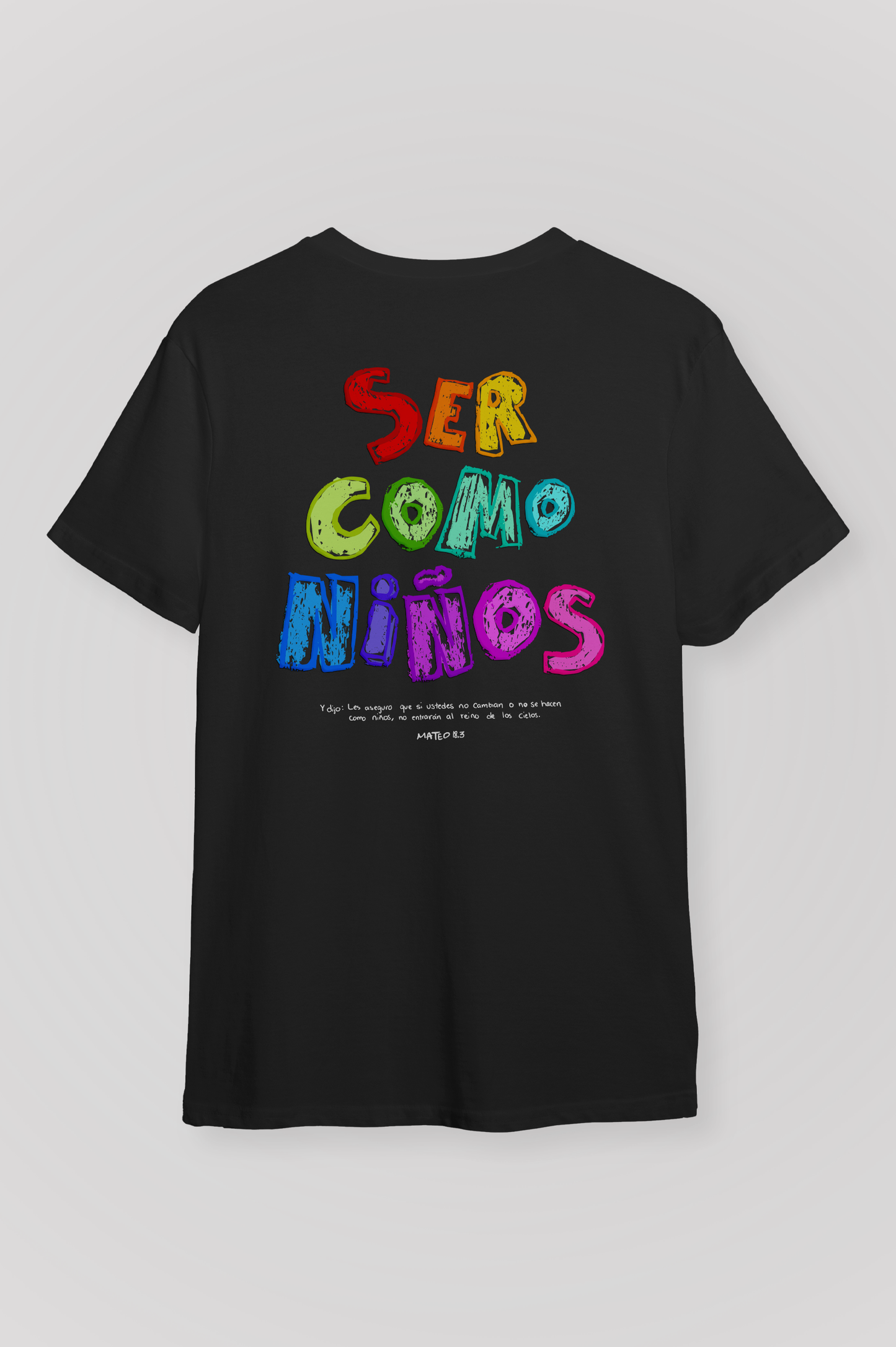 Playera SER COMO NIÑOS Joyful Letters + Paquete de 10 Stickers