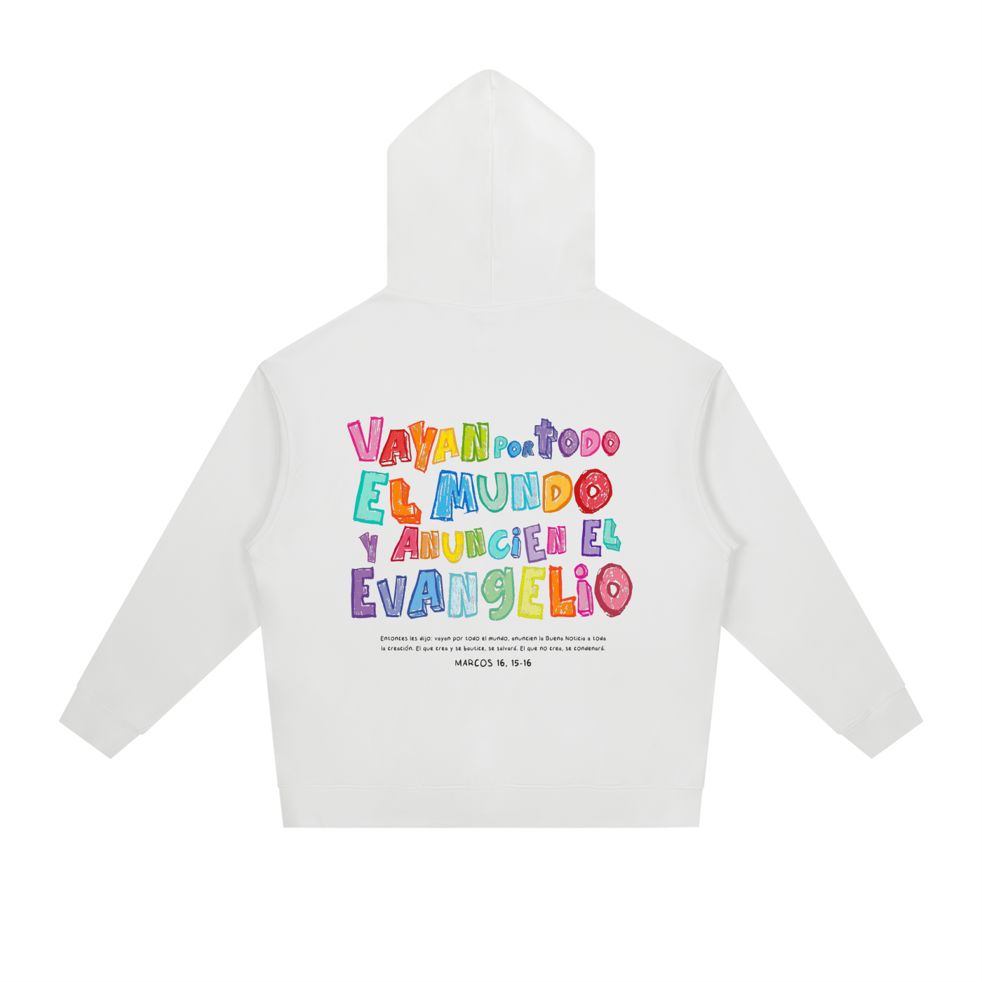 Hoodie "Go all over the world" White | Hosanna