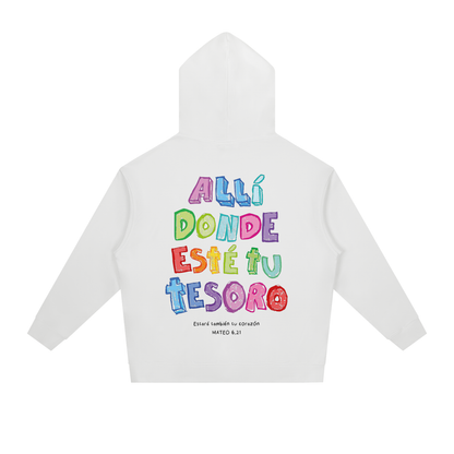 Hoodie "Tu Tesoro y Corazón" Blanca | Hosanna