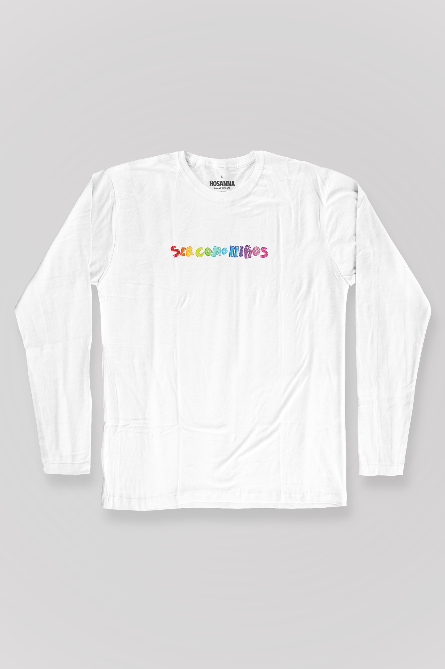 Playera manga larga SER COMO NIÑOS Joyful Letters