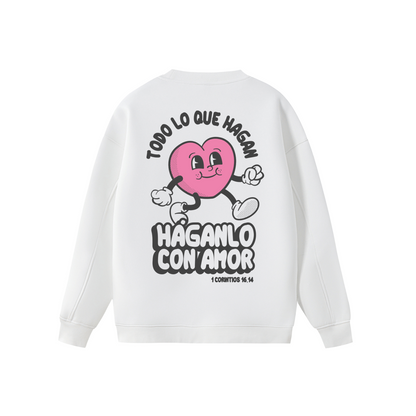 Sudadera "Todo con Amor" Blanca | Hosanna
