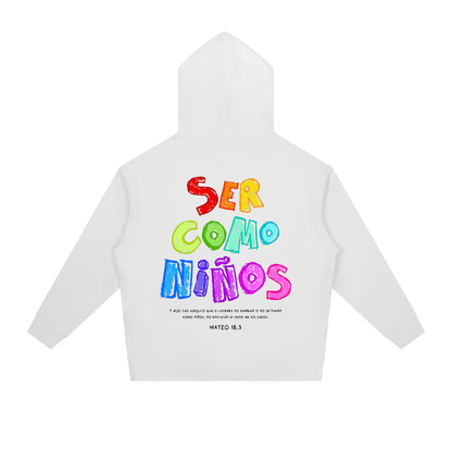 Hoodie "Ser como Niños" Blanca | Hosanna