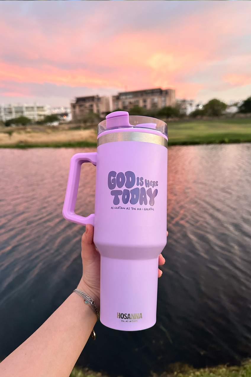 Termo Tumbler GOD IS HERE TODAY Lilac