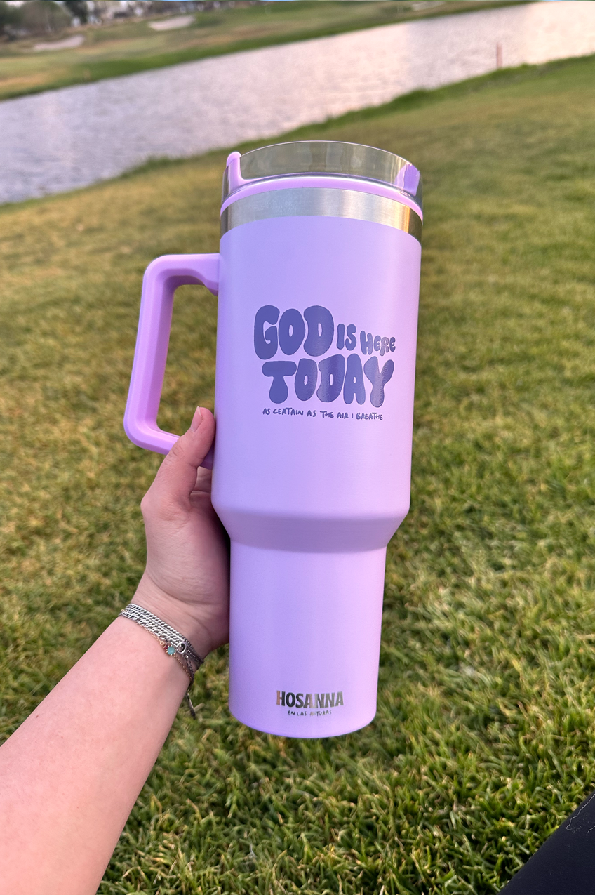 Termo Tumbler GOD IS HERE TODAY Lilac