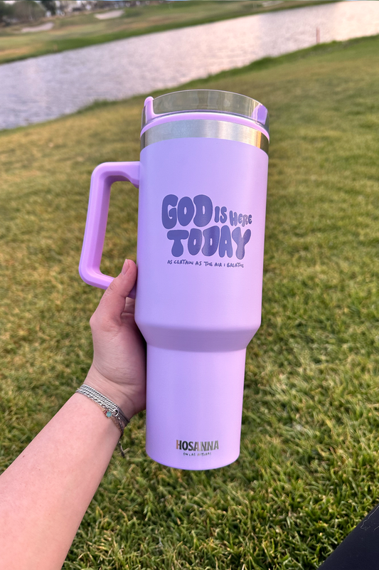 Termo Tumbler GOD IS HERE TODAY Lilac